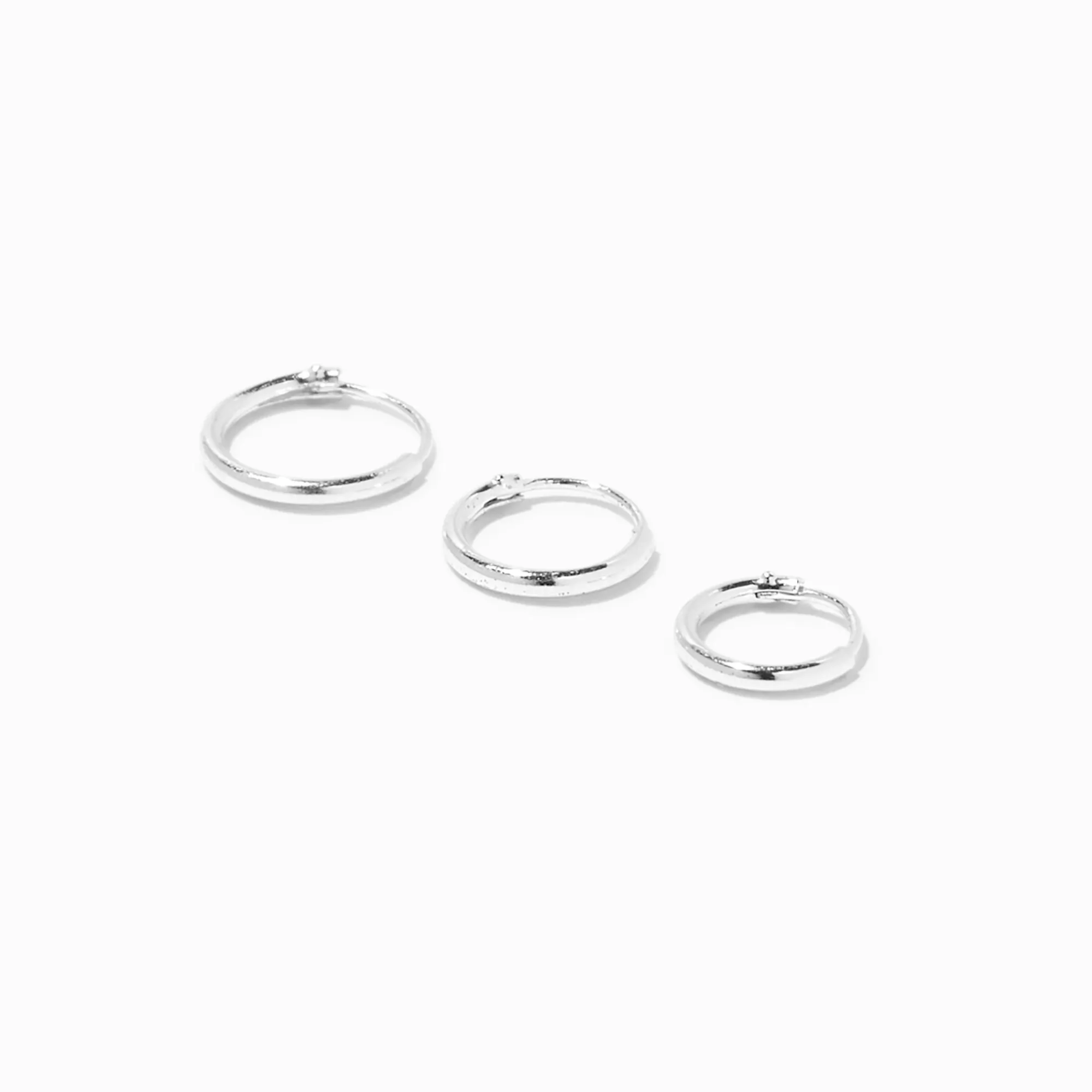 Claire's Bijoux Premium|Bijoux De Piercing-Faux piercings pour hélix boucle infinie 0,6 mm couleur argentée - Lot de 3