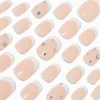 Claire's Ongles-French Tip Bling Medium Oval Vegan Faux Nail Set - 24 Pack