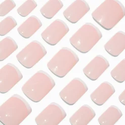 Claire's Ongles-French Tip Medium Square Vegan Faux Nail Set - 24 Pack