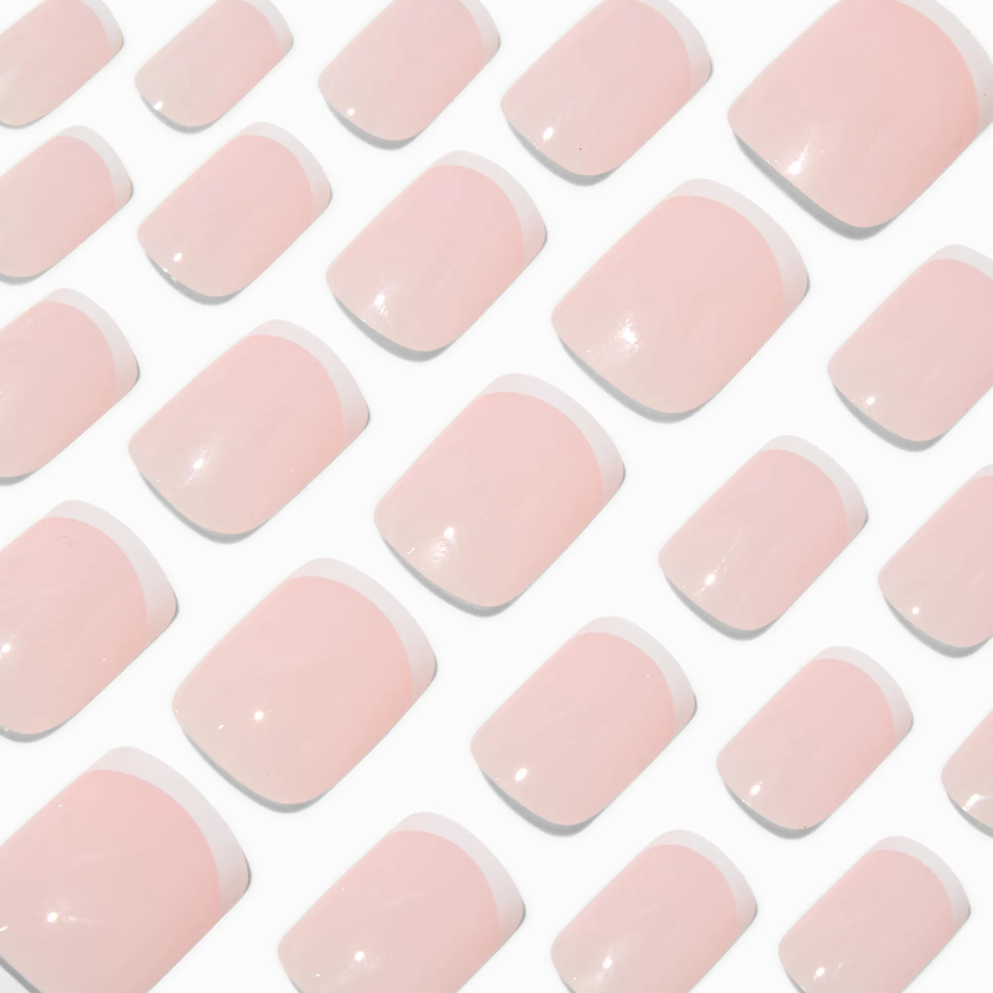 Claire's Ongles-French Tip Medium Square Vegan Faux Nail Set - 24 Pack