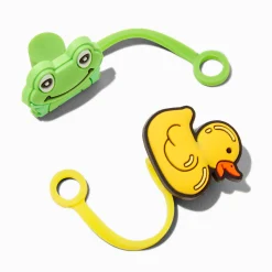 Claire's Gourdes Et Tasses-Frog & Rubber Ducky Straw Covers - 2 Pack
