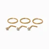 Claire's Bijoux De Piercing-20G Gold-tone Titanium Cubic Zirconia Studs & Hoops - 6 Pack