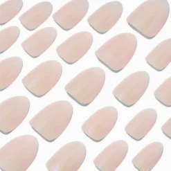 Claire's Ongles-Glazed White Short Almond Vegan Faux Nail Set - 24 Pack