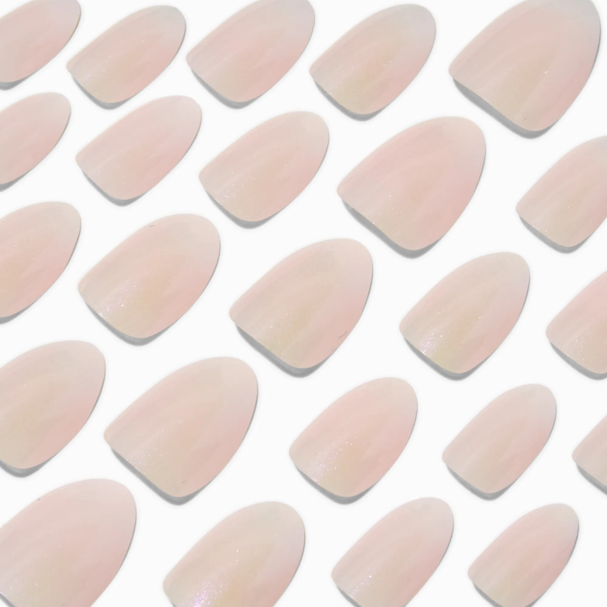 Claire's Ongles-Glazed White Short Almond Vegan Faux Nail Set - 24 Pack