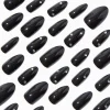 Claire's Ongles-Glossy Black Bling Stiletto Vegan Faux Nail Set - 24 Pack