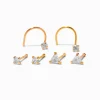 Claire's Bijoux De Piercing-22G Mixed Metal Sterling Silver Mixed Crystal Nose Studs - 6 Pack