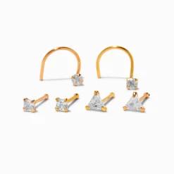 Claire's Bijoux De Piercing-22G Mixed Metal Sterling Silver Mixed Crystal Nose Studs - 6 Pack