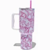 Claire's Gourdes Et Tasses-Gobelet à anse en acier inoxydable avec papillons roses