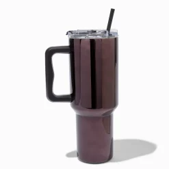 Claire's Gourdes Et Tasses-Gobelet à anse en acier inoxydable chromé noir