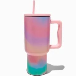 Claire's Gourdes Et Tasses-Gobelet à anse en acier inoxydable avec dégradé rose