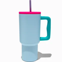 Claire's Gourdes Et Tasses-Gobelet à anse en acier inoxydable style color block bleu clair