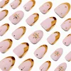 Claire's Ongles-Gold Celestial French Tip Short Almond Vegan Faux Nail Set - 24 Pack