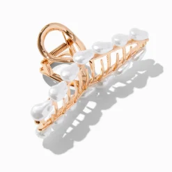 Claire's Barrettes Et Pinces-Gold Pearl Loop Hair Claw