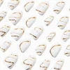 Claire's Ongles-Gold Squiggle & Pearl Short Almond Vegan Faux Nail Set - 24 Pack