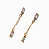 Claire's Pendantes-Gold-tone Baguette Chain Linear Drop Earrings