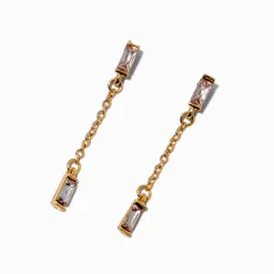 Claire's Pendantes-Gold-tone Baguette Chain Linear Drop Earrings