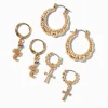 Claire's Anneaux-Gold-tone Bamboo Cross Snake Hoop Earring Stackables Set - 3 Pack