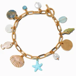Claire's Bracelets-Gold-tone Beachy Charm Bracelet