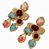 Claire's Pendantes-Gold-tone Boho Gemstone Chandelier Drop Earrings