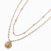 Claire's Colliers-Gold-tone Cherub Medallion Multi-Strand Necklace
