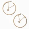 Claire's Anneaux-Gold-tone Crystal Clover Chain 60mm Hoop Earrings