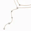 Claire's Colliers-Gold-tone Cubic Zirconia Delicate Drip Y-Neck Multi-Strand Necklace
