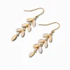 Claire's Pendantes-Gold-tone Cubic Zirconia Leaf Linear Drop Earrings