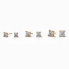 Claire's Clous D'oreilles-Gold-tone Cubic Zirconia 5mm, 6mm, & 7mm Square Stud Earrings - 3 Pack