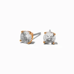 Claire's Clous D'oreilles-Gold-tone Cubic Zirconia 5mm Round Stud Earrings
