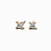 Claire's Clous D'oreilles-Gold-tone Cubic Zirconia 3mm Square Stud Earrings