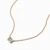 Claire's Colliers-Gold-tone Cubic Zirconia Rectangular Pendant Necklace