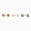 Claire's Clous D'oreilles-Gold-tone Cubic Zirconia Sand Dollar Stud Earrings - 3 Pack
