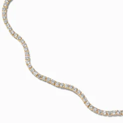 Claire's Colliers-Gold-tone Cubic Zirconia Wiggle Tennis Choker Necklace