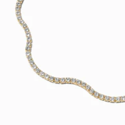 Claire's Bracelets-Gold-tone Cubic Zirconia Wiggle Tennis Bracelet