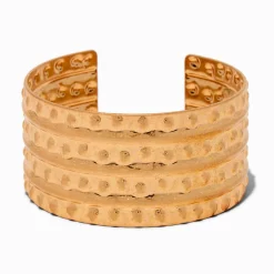 Claire's Bracelets-Gold-tone Dot Textured Cuff Bracelet
