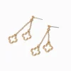 Claire's Pendantes-Gold-tone Double Clover Drop Earrings