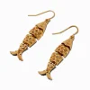 Claire's Pendantes-Gold-tone Fish Linear Drop Earrings