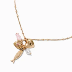 Claire's Colliers-Gold-tone Fish Toggle Charm Pendant Necklace