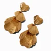 Claire's Pendantes-Gold-tone Flower Petal Drop Earrings