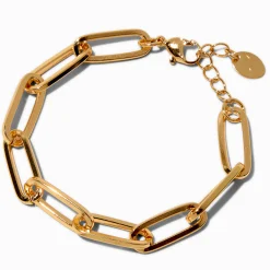 Claire's Bracelets-Gold-tone Large Paper Clip Chain Bracelet