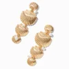 Claire's Pendantes-Gold-tone Layered Seashell Drop Earrings