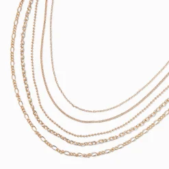Claire's Colliers-Gold-tone Mixed Multi-Strand Chain Necklace