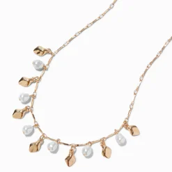 Claire's Colliers-Gold-tone Pearl Dangle Necklace