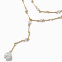 Claire's Colliers-Gold-tone Pearl Y-Neck Multi-Strand Necklace
