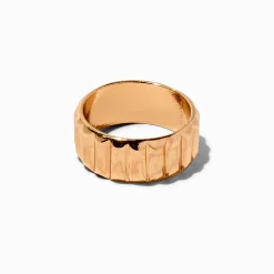 Claire's Bagues-Gold-tone Puffy Ribbed Band Ring