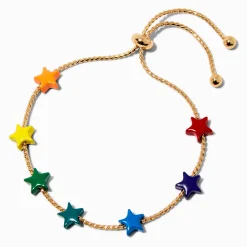 Claire's Bracelets-Gold-tone Rainbow Star Bolo Bracelet