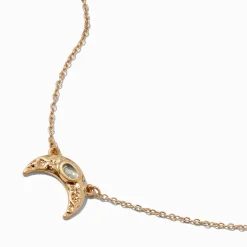 Claire's Colliers-Gold-tone Sideways Crescent Moon Pendant Necklace