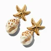 Claire's Pendantes-Gold-tone Starfish & Shell Drop Earrings