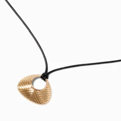 Claire's Colliers-Gold-tone Textured Bean Corded Pendant Necklace