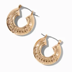 Claire's Anneaux-Gold-tone Textured Boho Hoop Earrings
